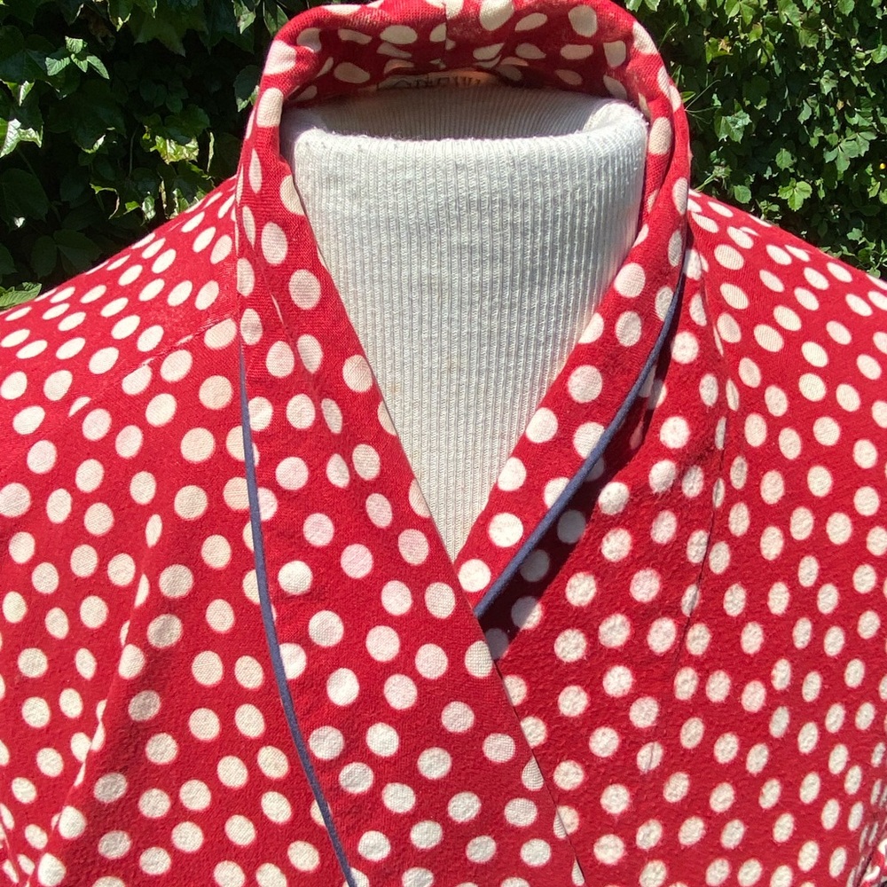Polka Dot Flannel Bathrobe- vintage 90's - Picture 3 of 5